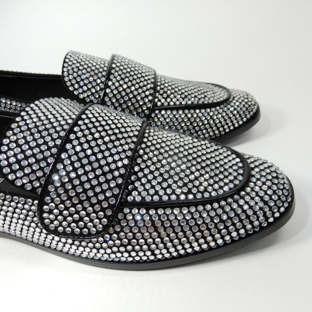 Jeffrey Campbell Velvit Penny Loafers Size 8 Rhinestone Apron Toe Flats NEW - Picture 7 of 12